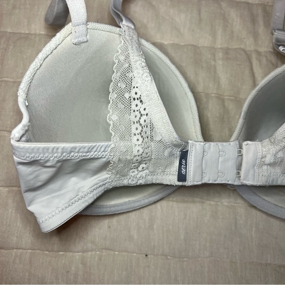Aerie Grey Lace Trimmed Underwire Push Up Bra Size 32DDD - Picture 9 of 15